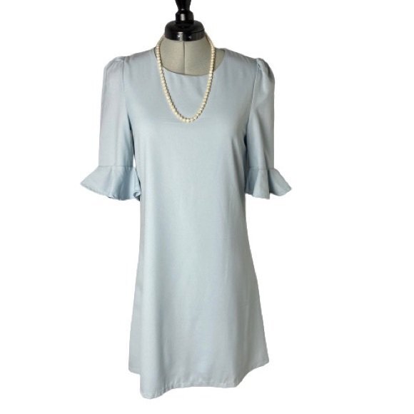 EUC Lulu’s Baby Blue 3/4 Length Sleeve w/ Ruffle Trim, Crew Neck Size XS - Picture 1 of 8